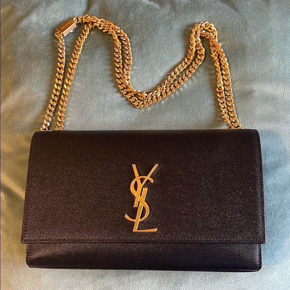 Saint Laurent Black KATE MEDIUM IN GRAIN DE POUDRE EMBOSSED LEATHER